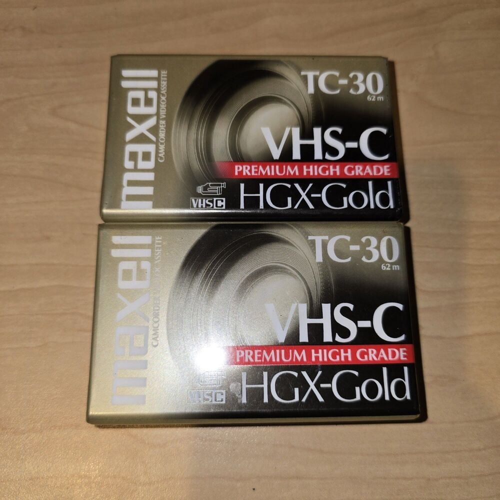 Lot Of 2 Maxell TC-30 VHS-C Premium High Grade HGX-GOLD Camcorder Videocassette